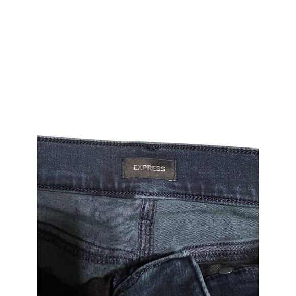 Express Skyscraper Mid Rise Dark Wash Women's Jeans Size 2 Vented Hem Mid Rise - Picture 5 of 10